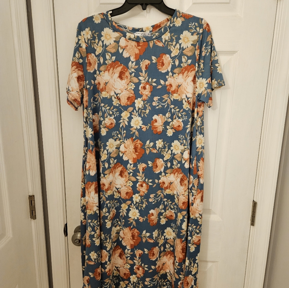 Orange/Blue Floral Dress  Size XL
